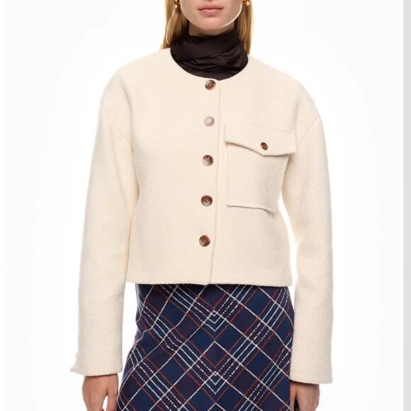 Tanya Taylor Winter White Tweed Blazer XS Boxy Boucle Professional Designer $565 - Picture 3 of 10